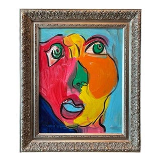“Andy Warhol” by Artist Peter Keil Original Painting Framed For Sale