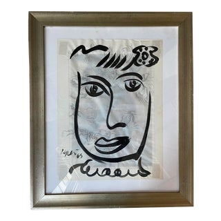 1960s Abstract Face Painting by Peter Keil, Framed For Sale