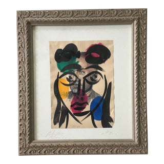 1960s “Miró” Figurative Abstract Acrylic Painting by Artist Peter Keil, Framed For Sale