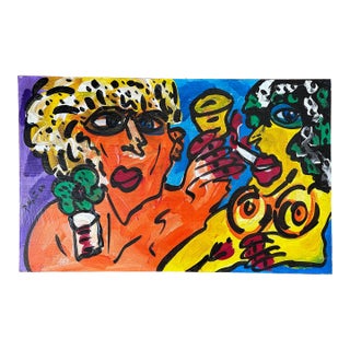 1967 “Paris Bar” Original Painting by Artist Peter Keil For Sale