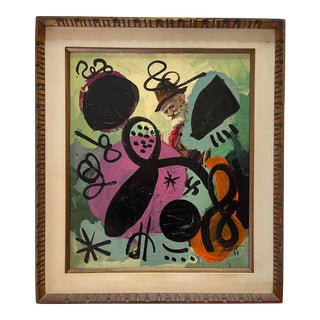 1970s Abstract Acrylic Painting by Peter Keil, Framed For Sale