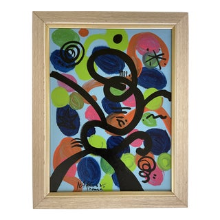 1970s “Omage to My Friend Pablo Picasso” Abstract Acrylic Painting by Peter Keil, Framed For Sale