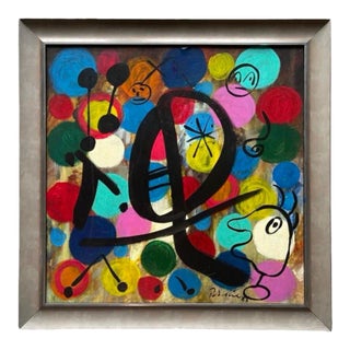 1980s Miróvian Style Painting by Peter Keil For Sale