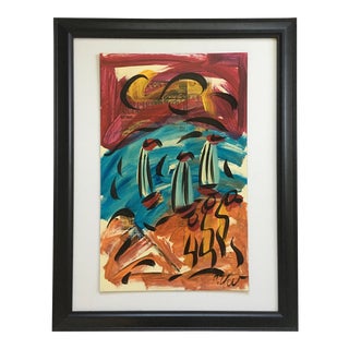 1980s Peter Keil Abstract Painting, Framed For Sale