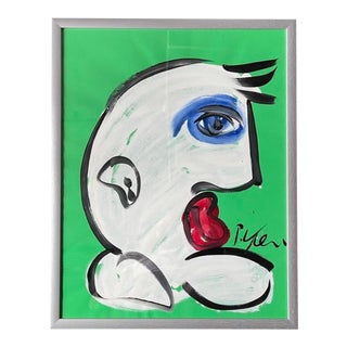 Contemporary Abstract Face Painting by Peter Keil, Framed For Sale