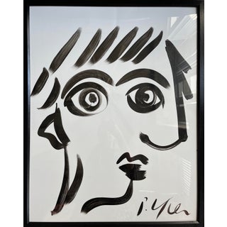 Contemporary Abstract Face Portrait Acrylic Painting by Peter Keil, Framed For Sale