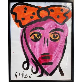Contemporary Abstract Face Portrait Painting by Peter Keil, Framed For Sale