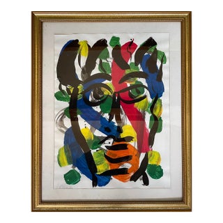“My Friend Pablo Picasso” Cubist Abstract Portrait Acrylic Painting by Artist Peter Keil For Sale