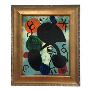 Original Peter Keil Miróvian Style Painting Framed For Sale