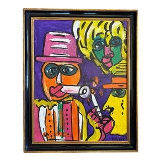 “Paris Bar” Original 1964 Peter Keil Painting For Sale